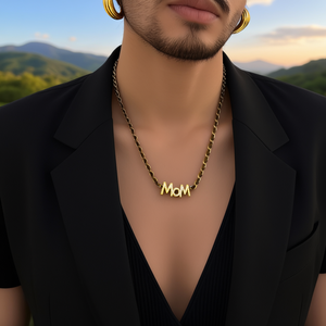 Collar con Colgante de Mamá, Acero Inoxidable 316L, Chapado en Oro PVD, Joyería de Moda - Product Image 3