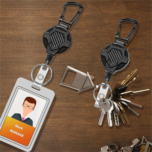 Porte-clés en fil d'acier recouvert avec boucle à texture diamantée, ouverture facile, version verticale PC, ensemble porte-cartes pour le camping - Product Image 2