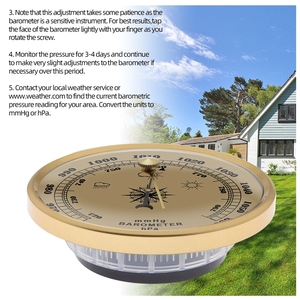 Barómetro doméstico montado en la pared 960-1060hPa Manómetro Estación meteorológica Barómetro colgante de pared de Metal Termómetro 90mm - Product Image 3