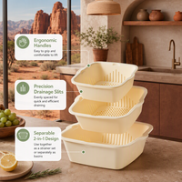 Passoire de cuisine compacte pivotante double couche multifonction grande taille avec panier d'égouttage de qualité supérieure pour la restauration, facile à nettoyer