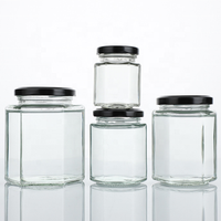 Bocaux hexagonaux en verre de 45 ml à 730 ml pour la conservation des aliments, avec couvercle à vis, pour miel, épices, desserts, fruits