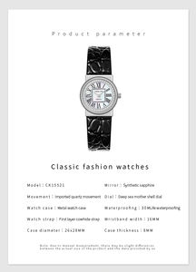 Caloric King Elegant Rose Gold Montre à quartz pour femme avec cristaux clairs 30mm Grand cadran Affichage Simple Montre-bracelet décontractée - Product Image 3