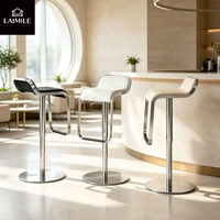 Tabouret de bar cantilever moderne en cuir PU, réglable en hauteur, avec structure en métal chromé, pour comptoir de cuisine, bar, hôtel et projets professionnels