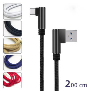 Großhandel Custom Logo 90 Grad Nylon USB-C V8 Typ C Kabel Smartphone Datenkabel mit USB-Kabel aufladen - Product Image 2
