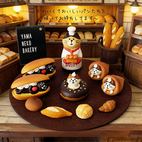 Figurine de chat style japonais, artisanat en résine fait main, thème féerique et musical, pour la pâtisserie DIY, la décoration intérieure et le bureau, style dessin animé
