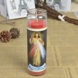 Colored Glass Jar Church Candle/Paraffin Wax Candle/Religious Candle
