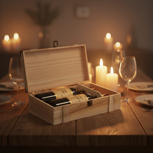 Boîte cadeau en bois personnalisée faite à la main pour deux bouteilles <span class=keywords><strong>de</strong></span> <span class=keywords><strong>vin</strong></span> pour bougie artisanat cadre photo autocollants - Product Image 2
