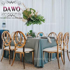 Precios de alquiler, marco de acero inoxidable dorado, respaldo redondo, <span class=keywords><strong>silla</strong></span> de boda de cuero blanco - Product Image 6