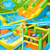 USA Lagerbestand: Aufblasbares Hüpfburg-Set mit Doppel-Wasserrutsche, Planschbecken und Kletterwand – Großes Nass-Trocken-Hüpfschloss für Kinder im Garten