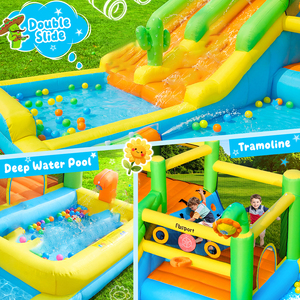 Château gonflable USA Stock avec double toboggan aquatique, piscine à jets d'eau, mur d'escalade, pour grands enfants, pour jardin, utilisation humide ou sèche - Product Image 3