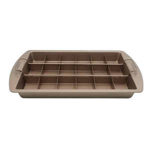 Moule à brownie avec séparateurs, 18 mini-muffins, gâteaux et morceaux de brownie pré-coupés. Poêle en acier au carbone avec revêtement antiadhésif - Product Image 1