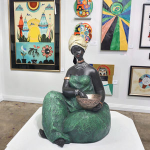 Decoratieve Snuisterijen Afrikaanse Tribale Dikke Dame Hars Beeld Dikke Vrouw Sculptuur Voor Tafelblad Ornament Home Decor - Product Image 4