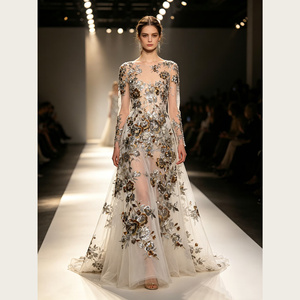 Tissu en <span class=keywords><strong>tulle</strong></span> brodé de sequins et de perles florales en feuilles de palmier tropicales, écologique, 7 couleurs, pour accessoires de robes de mariée - Product Image 2