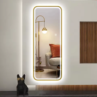 Offre Spéciale Miroir mural de bain sans cadre à LED à gradation 3 couleurs avec coins arrondis pour chambre à coucher salon dressing ou hôtel