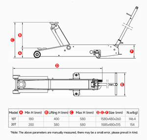 Гидравлический домкрат-«крокодил» на 5 тонн, удлиненный, низкопрофильный, гидравлический домкрат на 20 тонн - Product Image 3