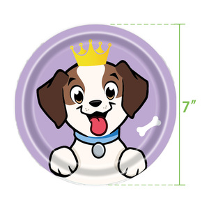 Ensemble de vaisselle sur le thème du chien Purple Crown, 40-60 pièces, assiettes en papier, serviettes, nappe, couverts en plastique, décorations d'anniversaire pour enfants - Product Image 4