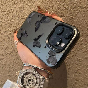 Cover Posteriore Antiurto alla Moda con Farfalla Nera Sognante Placcata Argento, Adatta per <span class=keywords><strong>iPhone</strong></span> 17 16 15 14 13 12 11 Pro Max - Product Image 4