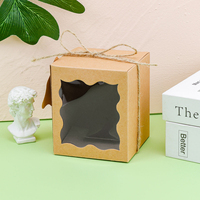 Boîte cadeau personnalisée en papier kraft avec fenêtre festonnée, petite boîte carrée en papier avec ficelle et étiquette de remerciement pour bougies, bijoux, mariage