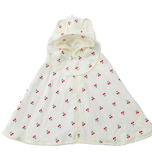 Couverture à capuche pour bébé en mousseline à motif floral tissé, très vendue, respirante, absorbante, en coton doux, pliable à la main - Product Image 1