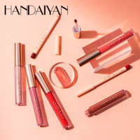 HANDAIYAN Brillant à lèvres mat + Crayon à lèvres 12 couleurs Imperméable à l'eau Vente en gros Cosmétiques de maquillage végétalien