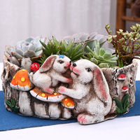 MSH Jardin Dessin Animé Lapin Succulent Pot De Fleurs Simple Pays Balcon Décoration