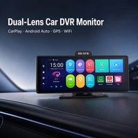 Moniteur DVR de voiture Android 2CH à double objectif de 10,26 pouces avec Apple CarPlay, Android Auto, GPS, WiFi, écran tactile pour véhicules 12-36V