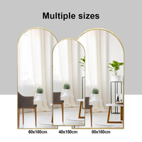 Miroir arqué doré 180x80cm, décoration moderne, forme personnalisée, miroir mural sur pied pleine longueur