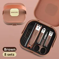 Ensemble de miroirs de manucure en acier inoxydable de luxe haut de gamme avec coupe-ongles et outils complets écologiques