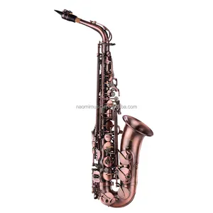 Hochwertiges rotes Bronze gebogenes Eb Altsaxophon E-Flat Sax geschnitztes Muster Holz blasinstrument