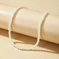 EMANCO Nouveaux Colliers en Perles d'Imitation Rondes Multi-Tailles Perles Blanches Chaîne en Acier Inoxydable pour Femme
