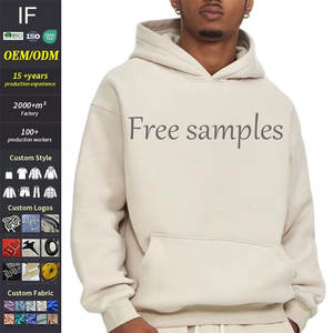 メンズ 100%コットン 厚手 ヘビー フレンチテリー 高品質 無地 オーバーサイズ ストリートウェア カスタムロゴ プルオーバーパーカー - Product Image 1