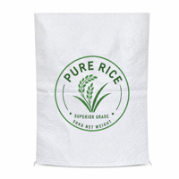 Sacs tissés en polypropylène (PP) imprimés sur mesure pour l'emballage du riz, des légumineuses et du maïs - 25 kg et 50 kg - Diverses couleurs