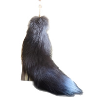Porte-clés de voiture en vraie fourrure de renard, mignon, avec grande queue arc-en-ciel, simple, haut de gamme, en peluche, pour sac, modèle KK15, de Hebei
