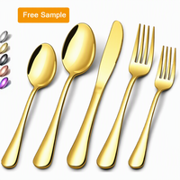 Couverts de table en acier inoxydable doré, assortiment cuillère-fourchette-couteau, vente en gros pour les lieux de mariage et les hôtels