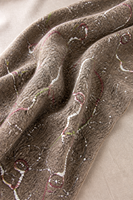 Tissu en polyester 100% tricoté, personnalisé, multi-tons, à boucles ondulées, avec broderie 'Dream', épais, doux, marron, matériau textile, points colorés