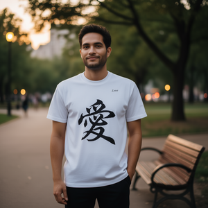 T-shirt avec caractères de calligraphie chinoise, blanc, unisexe, taille adulte S M L XL XXL - Product Image 3