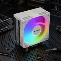 Dissipateur thermique COOLLEO A61 blanc avec 6 caloducs, LED ARGB et ventilateur PWM 4 broches de 120 mm à roulement fluide pour le refroidissement de boîtier d'ordinateur