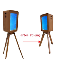Cabina de Fotos de Madera Vintage de Doble Cara, Compatible con Cámaras DSLR, SLR y iPad con Pantalla Táctil, WiFi, Impresión Instantánea para Bodas y Fiestas