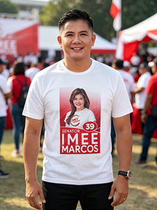 Maglietta Imee Marcos Senator 39 per la Campagna Elettorale nelle Filippine, 100% Poliestere, T-Shirt Promozionale Politica per Eventi e Rali del Senato - Product Image 5
