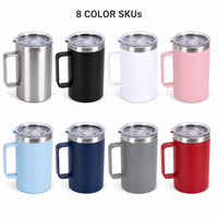 BPA-vrij 12oz 304 roestvrijstalen vacuüm geïsoleerde koffiemok met handvat voor warme/koude dranken, 12 uur temperatuurbehoud, zakelijk cadeau