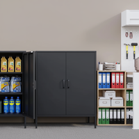 Metall-Aufbewahrungsschrank mit Türen und Regalen 3-stufiges Mehrzweckregal im Schrank-Stil für Zuhause Büro Wohnzimmer Küche