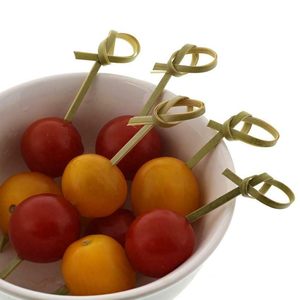 2025 New Eco-Friendly Red Knot Bamboo Toothpicks Looped Knot Hamburger and Barbecue Skewers - Product Image 5