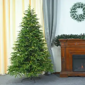 Árvore de natal com luxuosa dobrável, venda quente de decorações para festa, 6ft, 7ft, 7.5ft, pe, pré-iluminado, pvc, pendurado, verde, com luzes quentes
