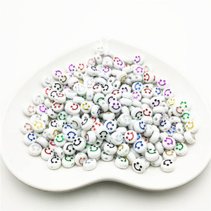 Plastic Acrylic Smile Face <b>Beads</b> 6x10mm Flat Round <b>Loose</b> <b>Beads</b> For Jewelry Making Mixed Colors 100Pcs Per Pack - Product Image 2