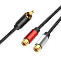 Câble Répartiteur RCA Audio Vidéo pour Subwoofer, 1 Mâle 2 Femelles, Adaptateur en Y pour Double Haut-Parleur, Rallonge avec Gaine PVC pour Voiture et HDTV