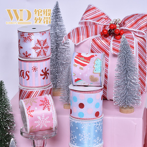 63MM Ribest 사용자 정의 와이어 잠금 스티치 크리스마스 눈송이 순록 리본 나무 방 장식 - Product Image 3