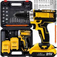 Ensemble d'outils électriques sans fil LYUWO avec batterie au lithium jaune, perceuse à batterie au lithium, tournevis électrique, réparation à domicile, perçage du bois