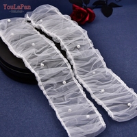 YouLaPan VM18 Manches longues plissées en perles pour femme, accessoires de robe populaires pour mariage, banquet, mariée, été et printemps