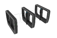 Tourniquet à portail battant anti-collision avec reconnaissance faciale, RFID, code QR, empreinte digitale, contrôle d'accès en acier inoxydable, protection IP55