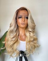 Perruques de cheveux humains avant de lacet bon marché avec racine foncée blonde péruvienne 613 60 perruques juives casher colorées beauté pour les femmes